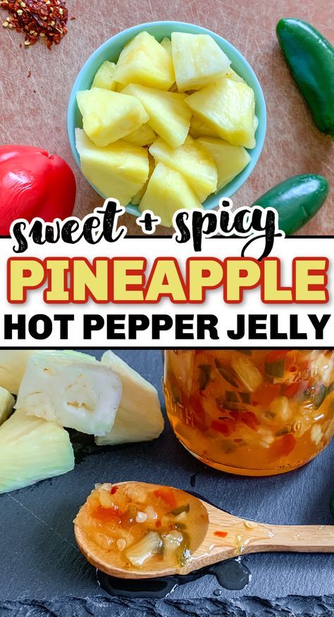 Pineapple Pepper Jelly Recipe, Pepper Jam Recipe, Red Pepper Jelly Recipe, Jalapeno Jelly Recipes, Jalapeno Pepper Jelly, Pineapple Jelly, Hot Pepper Recipes, Pepper Jam, Canning Jam Recipes