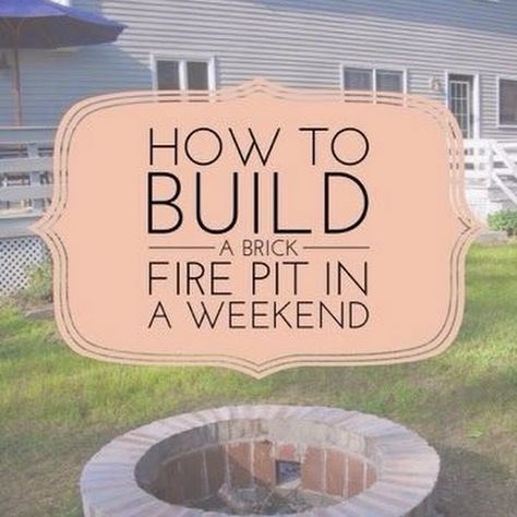 DIY Brick Fire Pit in One Weekend | The Daily Diffuser Blend Diy Brick Fire Pit, Woodland Backyard, In Ground Fire Pit, Brick Ideas, Fire Pit Cooking, Brick Fire Pit, Cement Patio, Diy Backyard Patio, Concrete Patio Designs