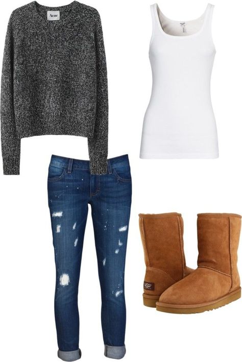 Winter Outfit, Sweater, Skinny Jeans (I hate when the bottom of my jeans are wet so these are great) Ugg Boots Paris Mode, Black Converse, Neue Outfits, Bohol, Outfit Jeans, School Looks, Winter Mode, Van Cleef Arpels, Looks Style