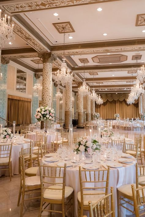 Ballroom Venue Wedding, Wedding Venues Indoor Pink, Wedding Venues Hotel, Princess Wedding Venues, Princess Wedding Venue Aesthetic, Wedding Venue Ballroom, Ballroom Aesthetic Wedding, Wedding Venues Ballroom, Luxury Wedding Reception Indoor