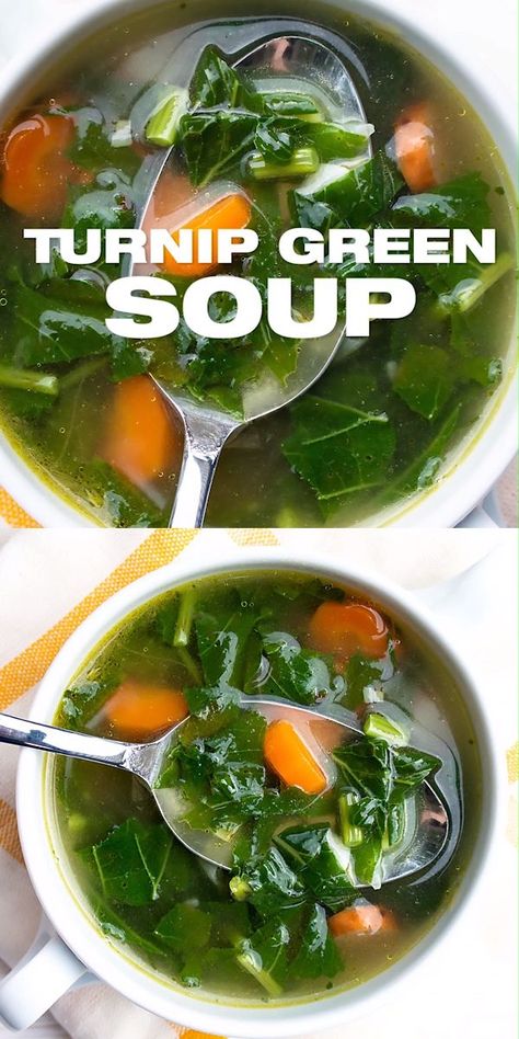 Soup With Greens, Turnip Soup Recipes, Green Soup Recipes, Turnip Greens Recipe, Turnip Green Soup, Turnip Soup, Greens Soup, Turnip Recipes, Clear Soup