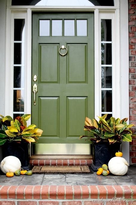 Green Front Door, Front Door Decal, Door Planter, Green Front Doors, Red Front Door, Door Colors, Door Paint Colors, House Door, Front Door Entrance