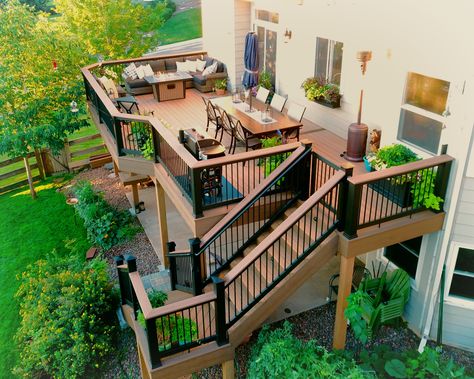 Upgraded second story deck in Littleton, Colorado - Contemporary - Deck - Denver - by Archadeck of the Foothills | Houzz Upper Deck Ideas Second Story Decor, Deck On Second Floor, Second Story Patio Ideas, Second Floor Patio Ideas Deck Design, 2nd Floor Deck With Stairs, Backyard Balcony Decks Second Story, 2nd Floor Deck Ideas Back, Master Deck Balconies, Decks Backyard Multi Level