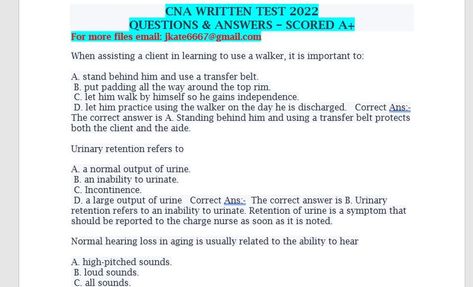 CNA WRITTEN TEST 2022 QUESTIONS & ANSWERS – SCORED A Cna Skills Test, Cna Study Guide, Cna Training, Cna School, Nursing Board, Student Tips, Nursing Student Tips, Human Bones, Nursing Student