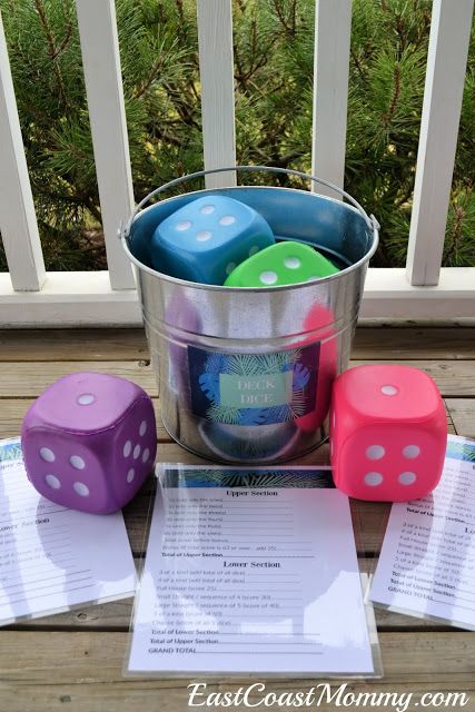 This deck dice game is made from dollar store foam dice and the score sheets you can download on this website for free. It would make a unique birthday gift, and it would be really fun for camping too! #SummerGame #CampingActivity #DIYGift #SummerFun Big Dice Games, Dollar Store Birthday Gifts, Dollar Tree Dice Crafts Diy, Foam Dice Crafts, Diy Dice Games, Unique Birthday Gifts For Boyfriend, Dice Crafts, Dice Diy, Backyard Games Diy