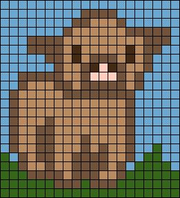 Highland Cow Pixel Art, Cow Alpha Pattern, Diy Perler Bead Crafts, Diy Perler Beads, Cow Calf, Diy Bracelet Designs, Pixel Pattern, Pixel Art Pattern, Cute N Country