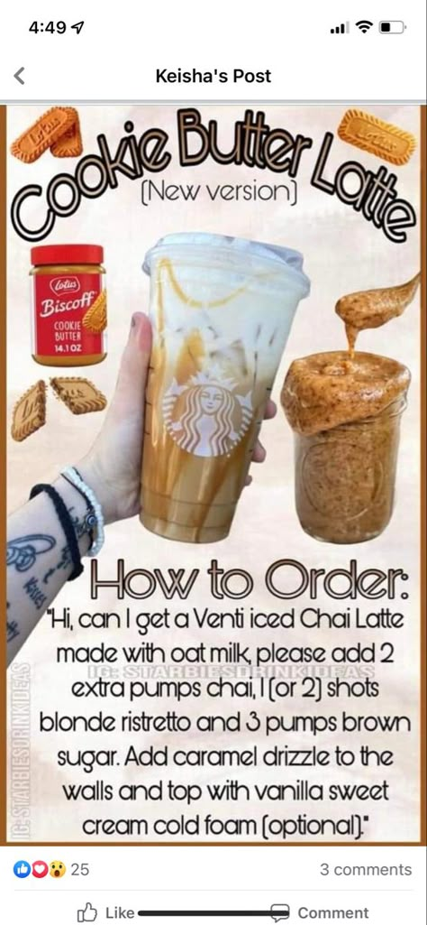 Starbucks Cookies, Coffee Creations, Coffee Orders, Starbucks Hacks, Starbucks Secret Menu Recipes, Cold Starbucks Drinks, Starbucks Drinks Diy, Secret Starbucks Recipes, Iced Starbucks Drinks