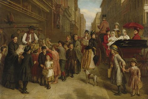 William Powell Frith - Poverty and Wealth (1888) - Category:William Powell Frith - Wikimedia Commons Robert Hughes, William Powell, Charles James, Bo Bartlett, English Artists, Pre Raphaelite, A4 Poster, Urban Life, Art Website