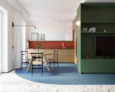 Corbusier Interior, Nest Furniture, Boutique Hotel Room, Kitchen Dinning Room, Office Interior Design, Cafe Interior, Linoleum, Floor Design, Residential Design