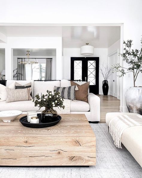 This view is incredible!⁠ .⁠ Via @thehillarystyle Living Room Decor Neutral, Neutral Living Room, Transitional Living Rooms, Living Room Inspo, New Living Room, A Living Room, Coffee Table Design, Barndominium, Living Room Inspiration