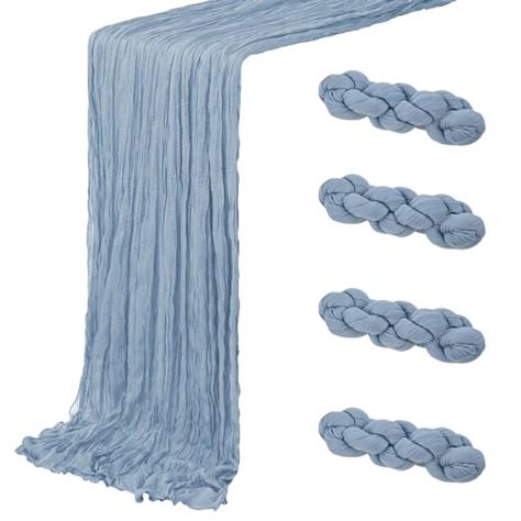 4 Pack Dusty Blue Cheesecloth Table Runner 20 x 120 inch Gauze Table Runners 10 FT Long,Semi Sheer Boho Cheese Cloth Fabric Table Runner Bulk for Wedding,Party,Baby Shower,Bridal Shower Decoration Blue Cheesecloth Table Runner, Cheesecloth Table Runner, Bridal Shower Decoration, Denim And Diamonds, Fabric Table Runner, Fabric Table, Romantic Atmosphere, Cheese Cloth, Baby Shower Woodland