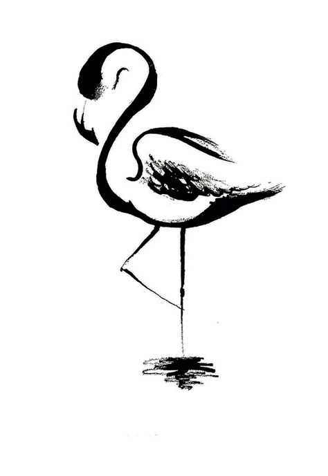 Flamingo Ink :: Behance Flamingo Tattoo Black, Flamingo Doodle, Black Flamingo, Flamingo Tattoo, Tattoo Black, Chinese Ink, Black Tattoos, Flamingo, Tatting