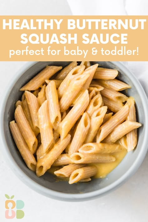 Healthy Butternut Squash Pasta Sauce - Baby Led Bliss Butternut Squash Blw, Butternut Squash For Baby, Baby Pasta Sauce, Healthy Toddler Recipes, Butternut Squash Baby Food, Squash Zucchini Recipes, Squash Pasta Sauce, Squash Sauce, Led Weaning First Foods