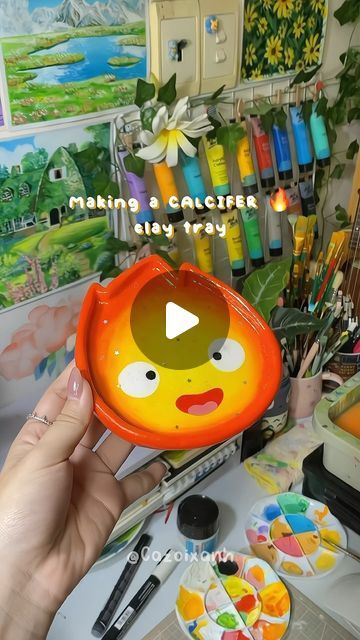 Ghibli Clay Ideas, Calcifer Clay, Calcifer Art, Clay Tutorials, Diy Clay, Christmas 2024, Clay Art, Art Day, Art Gallery