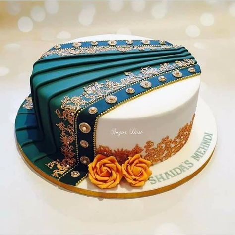 Mehendi Cake, Saree Cake, Indian Cakes, Mehndi Cake, Unique Cakes Designs, Indian Cake, Fondant Cake Designs, Creative Cake Decorating, Indian Wedding Cakes