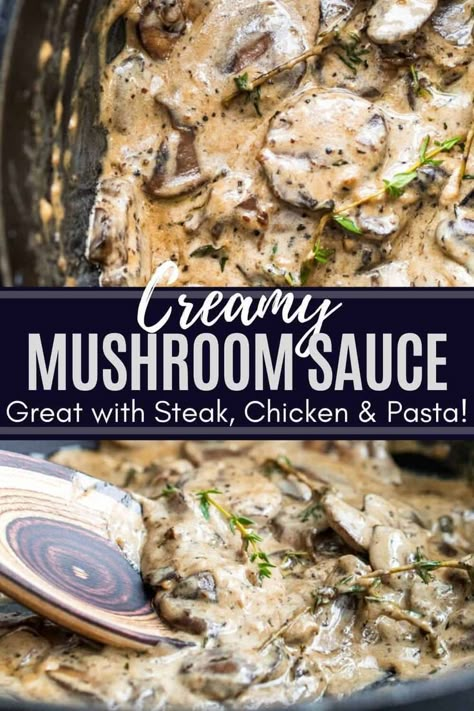 Creamy Mushroom Sauce Recipe, Garlic Mushroom Sauce, Meatballs Pasta, Vegetarian Sauces, Mushroom Pasta Sauce, Mushroom Sauce Recipe, Creamy Garlic Mushrooms, Vegan Mashed Potatoes, Mushroom Cream Sauces