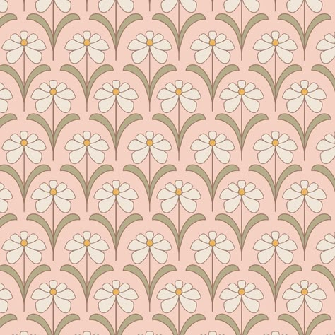 Retro Daisies in Petal | Hawthorne Supply Co Tudung Design, Floral Backgrounds, Travel Crafts, Wall Phone, Scrapbook Background, Geometric Embroidery, Indie Sewing Patterns, Digital Print Fabric, Art Licensing