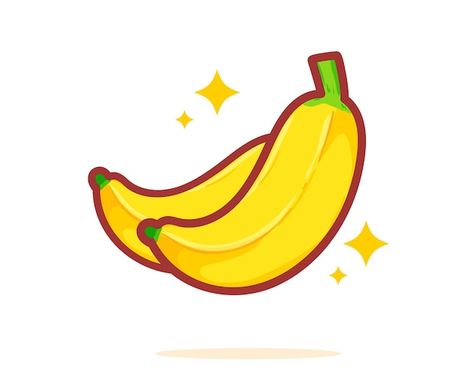 Banana Cute Drawing, Banana Cartoon Drawing, Platano Aesthetic, Banana Art Illustration, Banana Icon, Banana Aesthetic, Banana Drawing, Pineapple Icon, Kawaii Banana