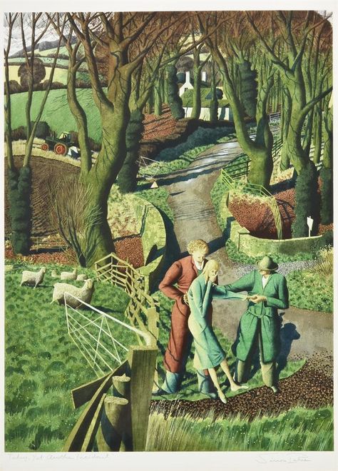 Simon Palmer | Today, Yet Another Incident | MutualArt Ink And Watercolour, Dry Stone Wall, Dry Stone, Rural Scenes, Damien Hirst, Ancient Tree, David Hockney, Paint Print, Modern Painting