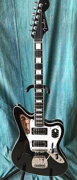 Fender Jaguar Thinline.... . Jaguar Guitar, Dream Guitar, Guitar Chord Progressions, Sg Guitar, Pink Guitar, Prs Guitars, Acoustic Guitar Music, Guitar Photos, Custom Electric Guitars