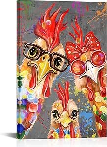 Farmhouse Kids Room, Rooster Wall Art, Rooster Wall, Animals Painting, Whimsical Animals, Rooster Painting, Chicken Painting, Funny Paintings, Rooster Art