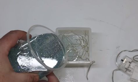 How To Embed Leds In Resin - Detailed Guide For Beginners 8 Resin Lights Diy, Fairy Lights In Resin Diy, Diy Resin Nightlight, Resin Photo Frame Ideas With Lights, Resin Frame With Lights, Epoxy Resin Diy, Diy Resin Projects, Resin Design, Mirror Mosaic