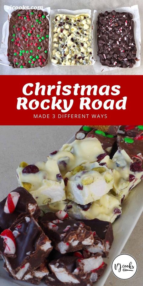 Give the gift of delicious homemade Christmas Rocky Road this holiday season. With 3 different flavours to choose from, there's something for everyone. Rocky Road Trifle, Rocky Road Recipe Christmas, Christmas Rocky Road Recipe, Christmas Wreath Dessert, Best Rocky Road Recipe, Christmas Rocky Road, Banoffee Tart, Christmas Nibbles, Rocky Road Recipe