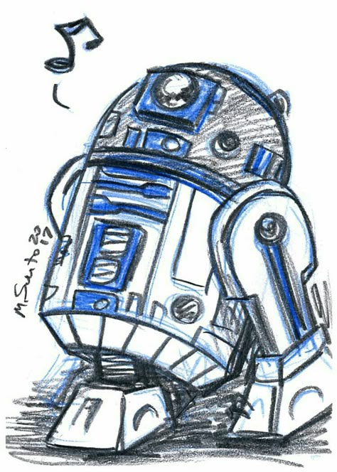 R2d2 Art, Star Wars Art Drawings, Star Wars Painting, Sketch Cards, Star Wars Drawings, Disney Art Drawings, R2 D2, Star Wars Artwork, Star Wars Fan Art