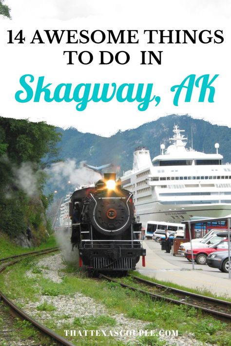 Skagway, Alaska is full of fun things to do. If you are planning a trip to Skagway, then check out this post outlining 14 of the best things to do in Skagway. Alaska cruise | Skagway shore excursions | Skagway excursions | Skagway tours | Skagway Alaska cruise port | Skagway Alaska shopping | Skagway Alaska tours | Skagway Alaska train | Skagway Alaska hiking | Skagway Alaska pictures | Skagway Alaska history | Skagway Alaska train ride | Skagway Alaska food | Skagway things to do Alaska Train, Alaska Cruise Packing List, Alaska Cruise Excursions, Alaska Food, Alaska Cruise Packing, Girdwood Alaska, Alaska Cruise Ports, Alaska Pictures, Cruise Packing List