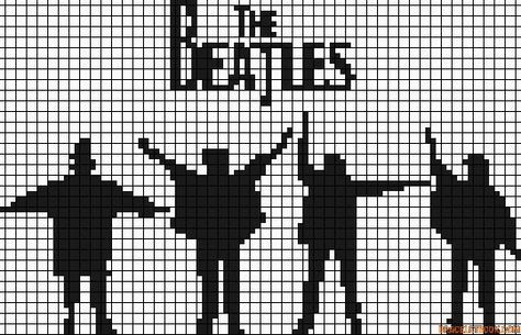 Beatles Crafts, Grid Artwork, U2 Band, Crochet Fairy, Crochet Stitches Guide, Easy Pixel Art, Fair Isle Knitting Patterns, Knitting Paterns, Pixel Crochet