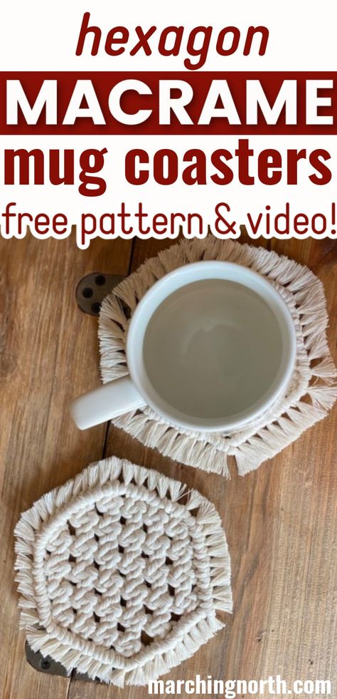 Hexagon Macrame, Coasters Free Pattern, Wool Wreath, Beginner Macrame, Macrame Coasters, Nifty Crafts, Easy Macrame, Free Macrame Patterns, Macrame Tutorials