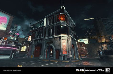 ArtStation - Noir - Infinite Warfare DLC, Josh-David Isaacson Infinite Warfare, Space Fantasy, Environment Art, Police Station, The Plaza, Fire Station, Environmental Art, The Map, The Fire