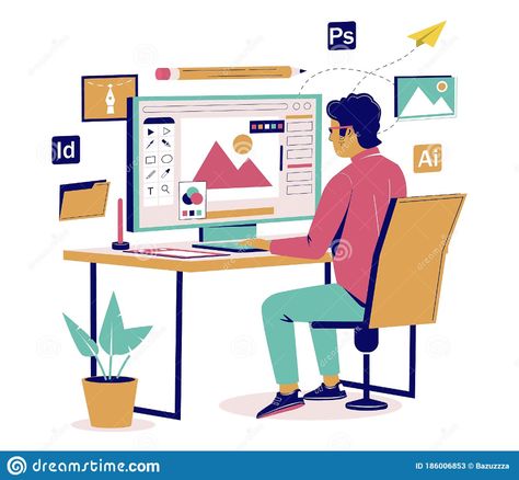 Graphic designer creating his artwork, vector flat isometric illustration. Illustration about character, illustrator, freelancer, editor, productive, professional, digital - 186006853 Electronics Mini Projects, Isometric Illustration, Graphic Design Tools, Electronics Design, Artistic Photography, Graphic Design Services, Branding Design Logo, Creative Art, Service Design