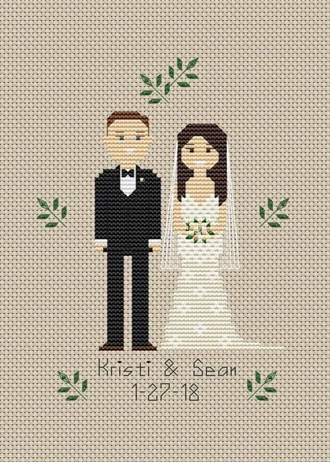 People Cross Stitch, Cross Stitch Wedding, Portrait Home Decor, Stitch Portrait, Stitch Family, Portrait Cross Stitch, Stitch People, Cross Stitch Family, Wedding Cross Stitch Patterns