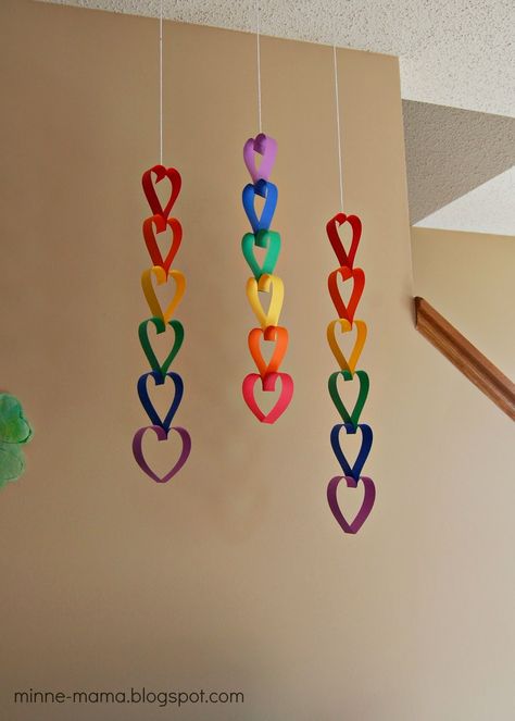 Minne-Mama: Rainbow Heart and Shamrock Mobiles Mobile Craft, Class Theme, Mama Blog, Crafts For Seniors, St Pats, Kaleidoscopes, Hanging Mobile, Youth Ministry, Tree Cards