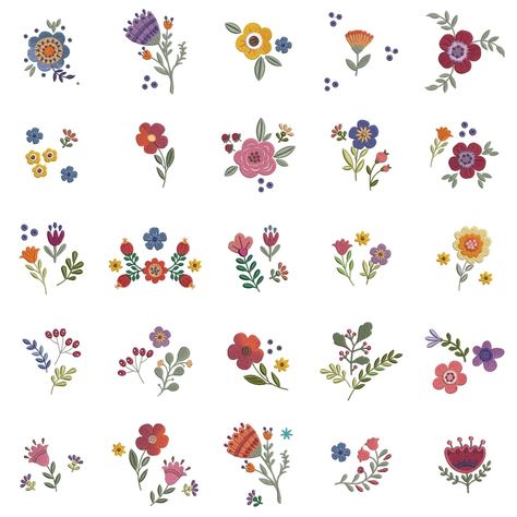 Swedish Folk Art Flowers, Simple Folk Art Designs, Small Folk Art Tattoo, Folk Flower Pattern, German Folk Art Tattoo, Small Flower Illustration, Scandinavian Folk Flowers, Hungarian Folk Art Tattoo, Scandinavian Folk Art Flowers