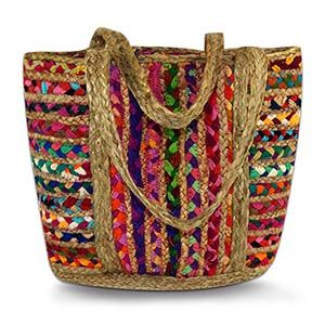 Multi-Colored Takeaway Tote Rope Bowls, Cultural Crafts, Eco Friendly Bags, Boho Bags, Indian Textiles, Sari Fabric, Chic Accessories, Natural Jute, Women Artisans