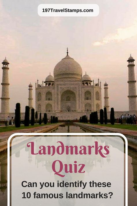 Can you identify these famous landmarks from all over the world? Take our quiz about buildings and landmarks from all over the world! Fun Travel Quiz | Travel Trivia | Geography Trivia World Geography Quiz, Landmarks Of The World, Geography Trivia, World Quiz, Travel Trivia, Travel Stamps, Quiz Games, Geography Quiz, Travel Quiz