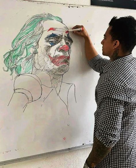 joker | art | whiteboard | sketch | Joker Sketch, Whiteboard Art, Whiteboard Marker, Joker Art, Marker Art, Drawing Tips, Whiteboard, Daily Art, Google Sites