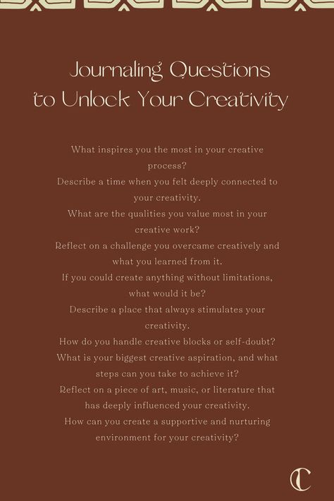 Utilize these journaling questions to deepen your relationship with creativity. Strengthen your self-concept and cultivate ideas that genuinely reflect who you are. Embrace self-care and healing practices to overcome doubts and follow your creative instincts with confidence. #SelfCareJournaling #healing #selfcare #selflove #creative #arts #blackwomen #blackaesthetics #blackgirls #writing #prompts #journaling Prompts Journaling, Healing Practices, Work Journal, Self Concept, Creative Block, What Inspires You, Shadow Work, Creative Arts, Journal Prompts