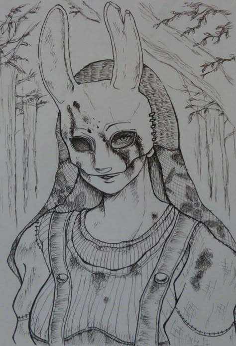 Huntress Dbd Art, Huntress Dbd Fanart, The Huntress Dbd Fanart, Dbd Drawings, Huntress Tattoo, Huntress Dbd, Dbd Fanart, Mask Drawing, Horror Movie Icons