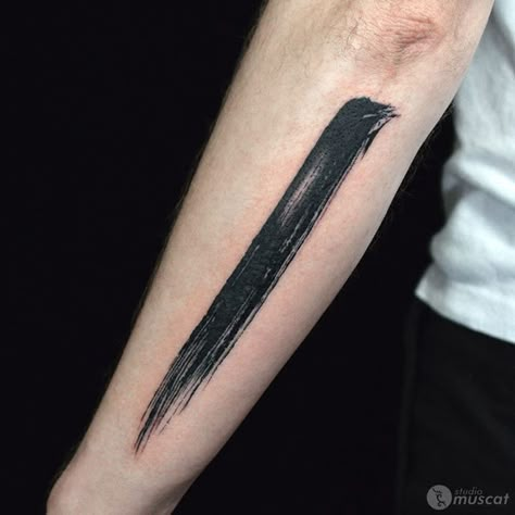 Tree Tricep Tattoo, Japanese Brush Tattoo, Black Paint Tattoo, Abstract Tattoo Arm, Brush Tattoo Design, Brush Strokes Tattoo, Trashpolka Tattoo, Flow Tattoo, Black Line Tattoo