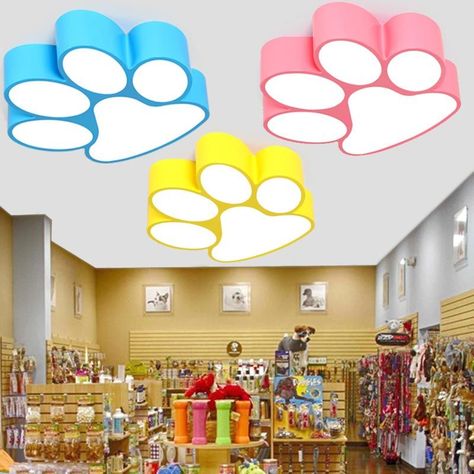 Modern Simple LED Flush Mount Creative Dog Claw Ceiling Light Bedr... #graphicdesigner #dog✍️. Kids Room Lamp, Dog Daycare Design, Dog Boutique Ideas, Ceiling Light Bedroom, Pet Store Design, Pet Store Ideas, Dog Feeding Bowls, Pet Cafe, Dog Kennel Designs