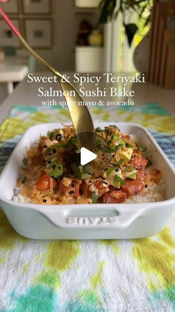 MacKenzie Smith on Instagram: "Ok so i just realized you do need more than one baking dish (a small mixing bowl, too) but you get my drift, right?! Regardless, there’s a reason this sweet and spicy teriyaki salmon sushi bake gets made again and again at our house! It’s so good and the sweet and spicy caramelized salmon and spicy mayo situation is just *chef’s kiss!*

⭐️ Save this post and Comment “Sushi Bake” to get the full recipe sent straight to your inbox! ⭐️ OR comment “shop” to get a DM that lets you add all the ingredients to @instacart! 

⭐️ INGREDIENTS ⭐️ 
🍣  3/4 lb salmon, I used Coho Salmon 
🍣 3 tbsp Teriyaki Sauce (I used @trybachans)
🍣 1 tbsp brown sugar
🍣 1/4 tsp salt
🍣 1/4 tsp garlic powder
🍣 3 cups cooked sushi rice (I use 1 package @eatinnovasian)
🍣 1 small avocado, Siracha Salmon, Salmon Sushi Bake, Cooked Sushi, Mackenzie Smith, Coho Salmon, Sushi Bake, Baked Rice, Salmon Sushi, Teriyaki Salmon