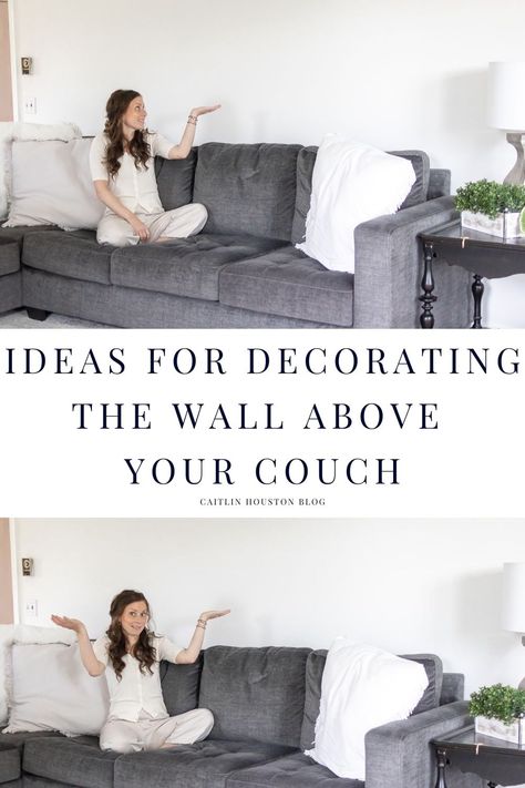 Looking for ways to decorate the wall above your couch? I am going to show you how to enhance the big blank space behind your couch. Decorating Ideas For Living Room Walls Behind Couch, What To Hang On Wall Behind Couch, Decor Behind Sofa Wall, Wall Decor Over Sofa Ideas, Large Couch Wall Decor, Wall Art Above Couch Living Room, Blank Wall Behind Sofa, Above Couch Art Ideas, Large Blank Wall Behind Sofa