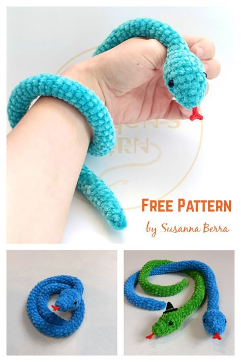 Free Crochet Plushie Patterns Snake, Crochet Snake Plush Pattern, Free Crochet Mini Plushie Patterns, How To Crochet A Snake For Beginners, Mini Snake Crochet Pattern, Crochet Projects For Chunky Yarn, Ball Python Crochet Pattern Free, Snake Plush Pattern Free, Small Chunky Yarn Crochet Projects