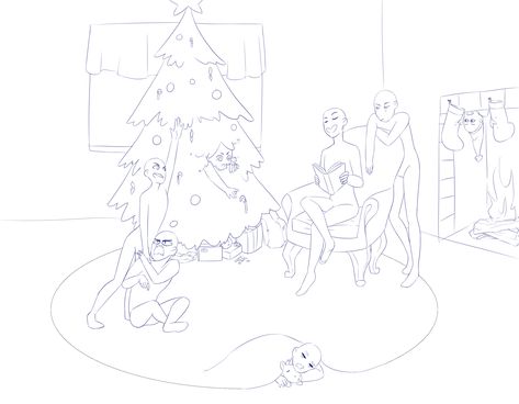 Christmas Group Poses Drawing, Christmas Drawing Base Group, Drawing Poses Christmas, Christmas Drawing Pose Reference, Friendgroup Drawing 6 People, Drawing Base Christmas, Oc Christmas Drawing, Christmas Poses Drawing Reference, 9 Person Drawing Base