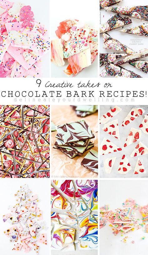 Nine Must Try Creative Chocolate Bark Dessert Recipes, Delineate Your Dwelling Candy Bark Ideas, Easy Chocolate Bark Recipes, Candy Bark Recipes Easy, Bark Chocolate Recipe, How To Make Chocolate Bark, Barks Chocolate, Easy Bark Recipes, Bark Candy Recipes, Chocolate Bark Recipes Easy