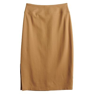 Women's Nine West Pull-On Ponte Pencil Skirt Blazer Skirt Outfit, Pencil Skirt Plus Size, Tan Pencil Skirt, Pencil Silhouette, Tan Blazer, Buy List, Petite Size Chart, Blazer And Skirt, Womens Pencil Skirts