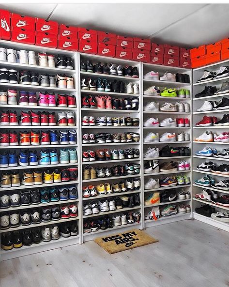 Nike Shoe Storage, Sneakerhead Display, Nike Shoe Display, Nike Shoe Wall, Jordan Shelf, Shoe Wall Display, Sneaker Shelf, Sneaker Head Closet, Sneaker Wall